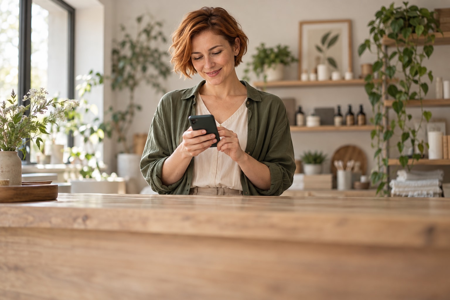 Živnostnice v klidu vyřizuje objednávky v telefonu